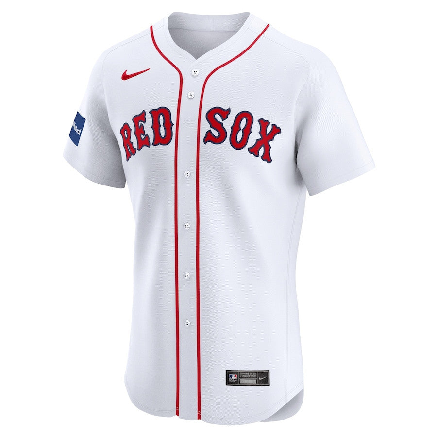 David Ortiz 34 Boston Red Sox Home Elite Sponsor Patch Player Men Jersey - White