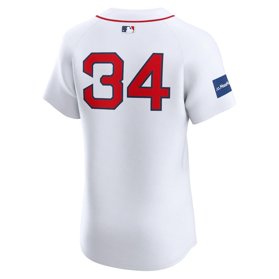 David Ortiz 34 Boston Red Sox Home Elite Sponsor Patch Player Men Jersey - White