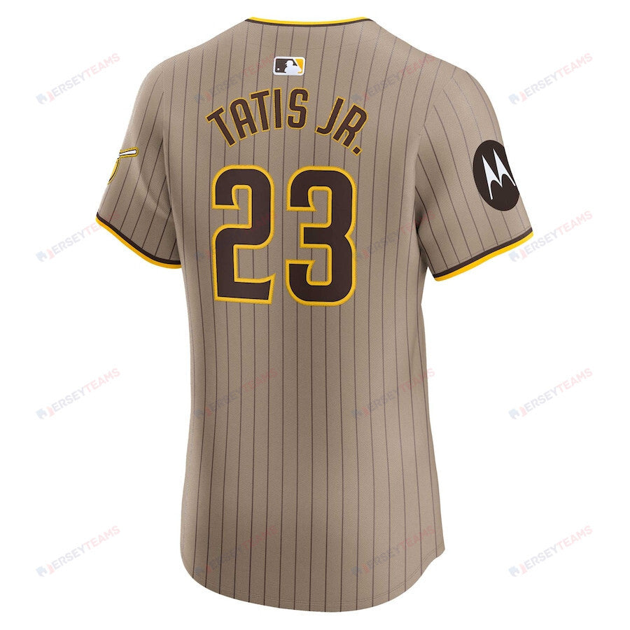 Fernando Tatis Jr. 23 San Diego Padres Alternate Elite Sponsor Patch Player Men Jersey - Tan