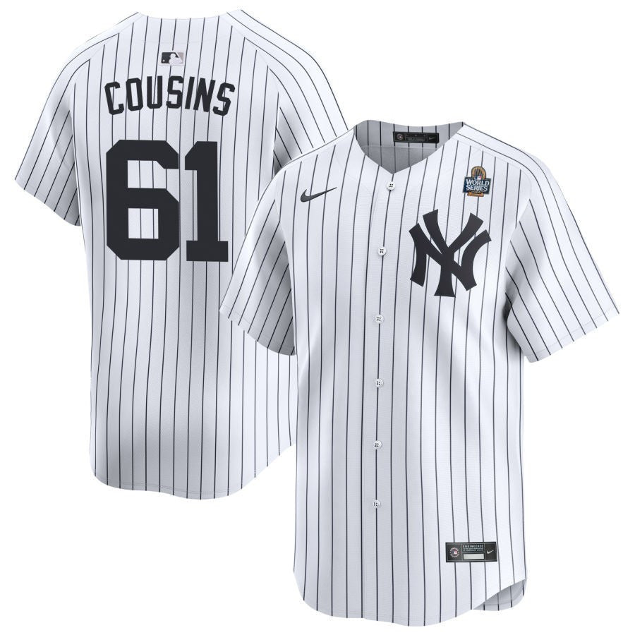 Jake Cousins 61 New York Yankees 2024 World Series Home Limited Player Men Jersey - White