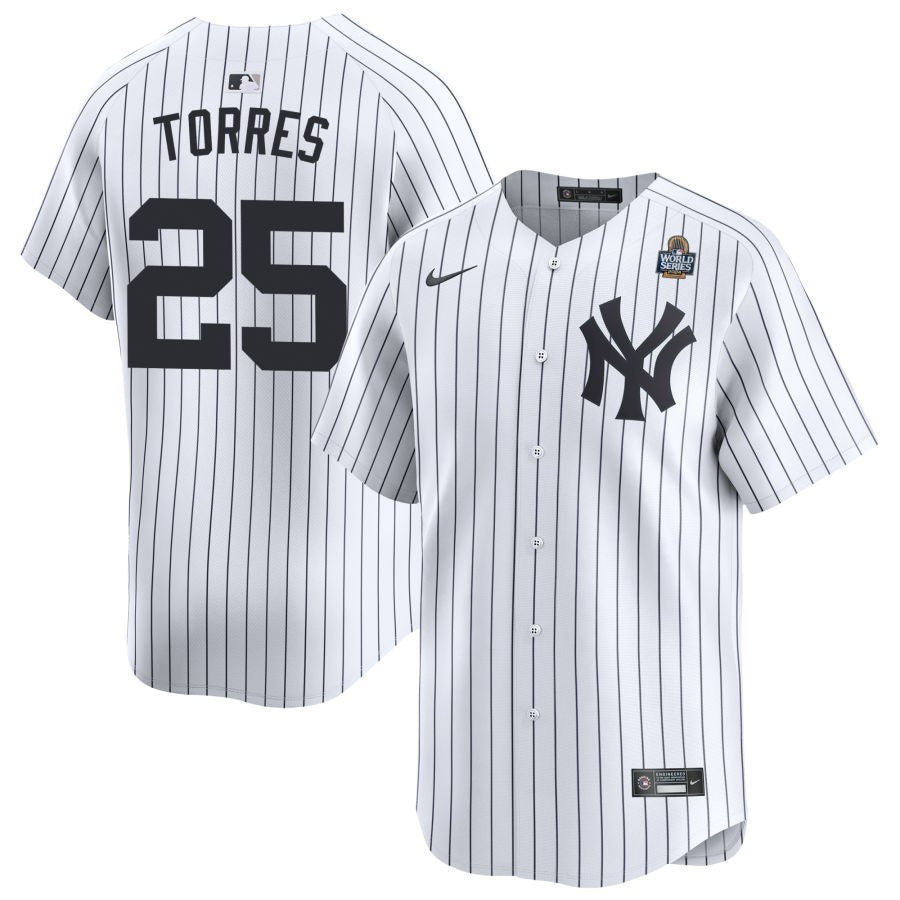 Gleyber Torres 25 New York Yankees 2024 World Series Home Limited Player Men Jersey - White