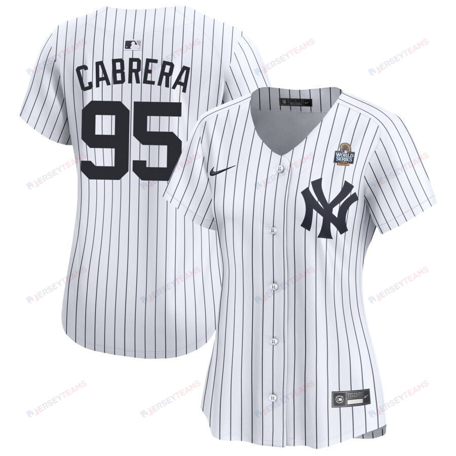 Oswaldo Cabrera 95 New York Yankees Women's 2024 World Series Home Limited Jersey - White