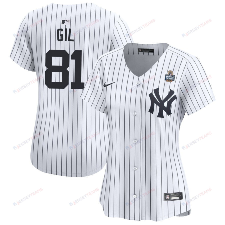 Luis Gil 81 New York Yankees Women's 2024 World Series Home Limited Jersey - White