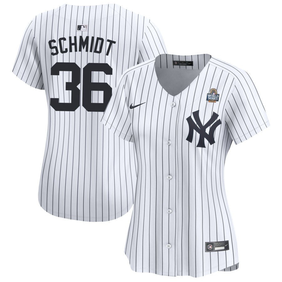 Clarke Schmidt 36 New York Yankees Women's 2024 World Series Home Limited Jersey - White