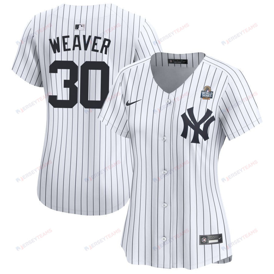 Luke Weaver 30 New York Yankees Women's 2024 World Series Home Limited Jersey - White