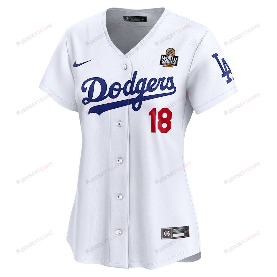 Yoshinobu Yamamoto 18 Los Angeles Dodgers Women's 2024 World Series Limited Player Jersey - White