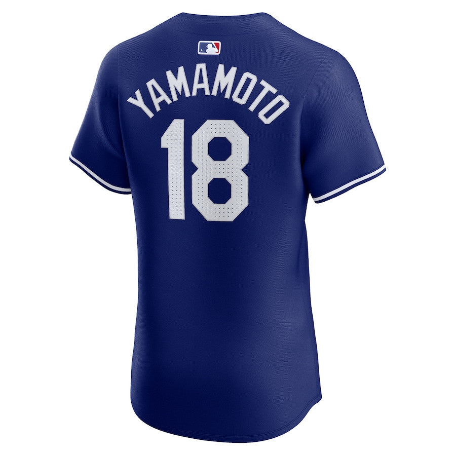 Yoshinobu Yamamoto 18 Los Angeles Dodgers 2024 World Series Alternate Elite Player Men Jersey - Royal