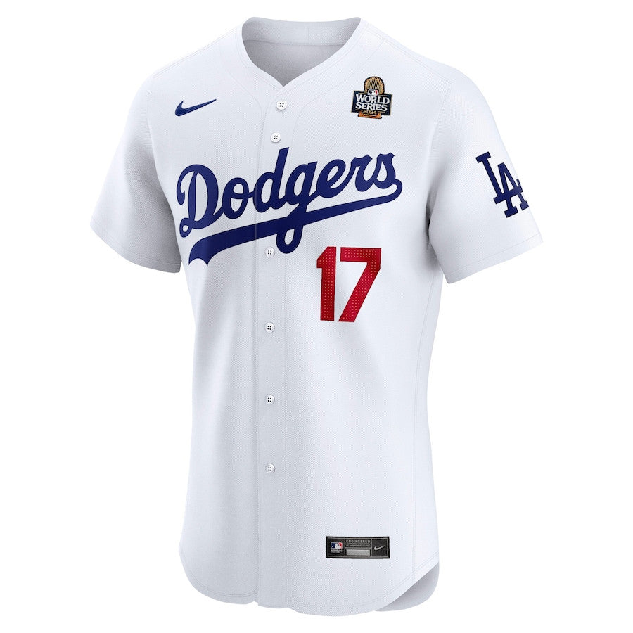 Shohei Ohtani 17 Los Angeles Dodgers 2024 World Series Home Elite Player Men Jersey - White