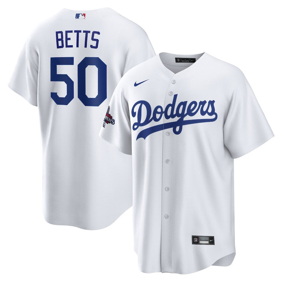 Mookie Betts 50 Los Angeles Dodgers 2024 World Series Champions Home Men Player Jersey - White