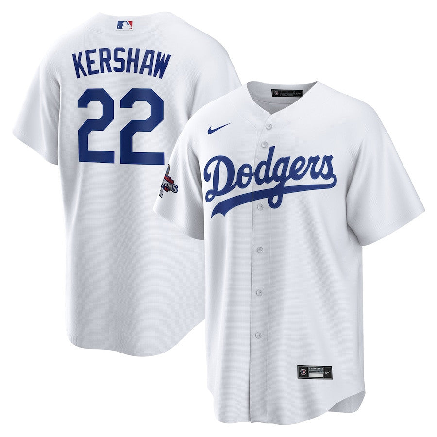 Clayton Kershaw 22 Los Angeles Dodgers 2024 World Series Champions Home Men Player Jersey - White