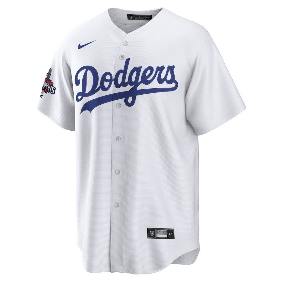 Yoshinobu Yamamoto 18 Los Angeles Dodgers 2024 World Series Champions Home Japanese Characters Men Player Jersey - White