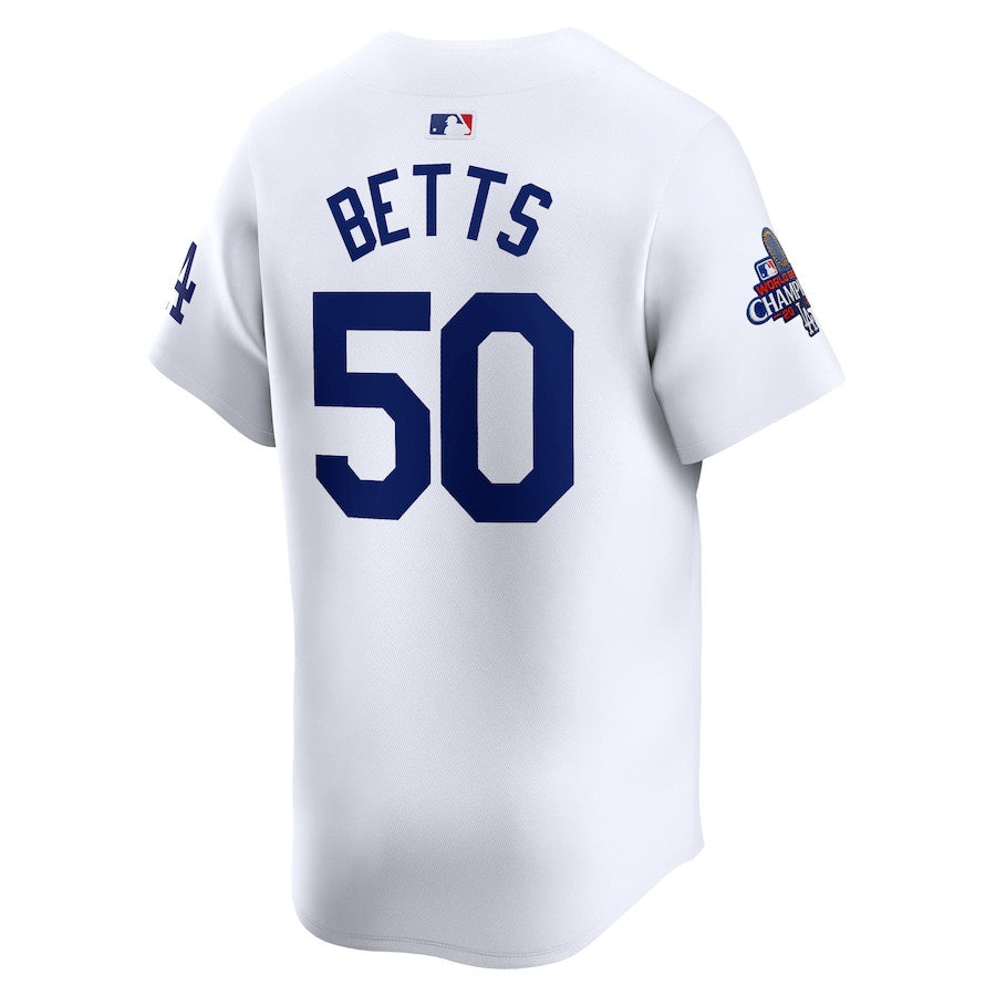 Mookie Betts 50 Los Angeles Dodgers 2024 World Series Champions Home Limited Player Men Jersey - White