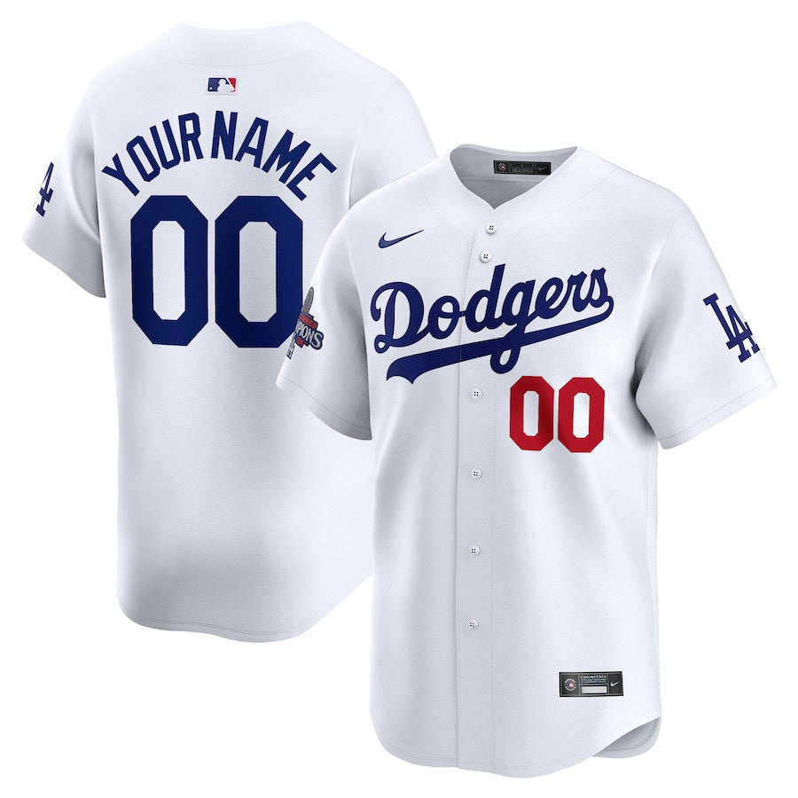 Los Angeles Dodgers 2024 World Series Champions Home Custom Limited Men Jersey - White
