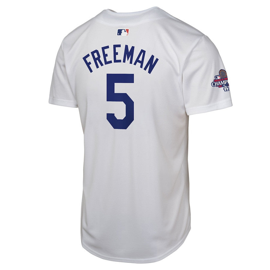 Freddie Freeman 5 Los Angeles Dodgers 2024 World Series Champions Home Game Player YOUTH Jersey - White