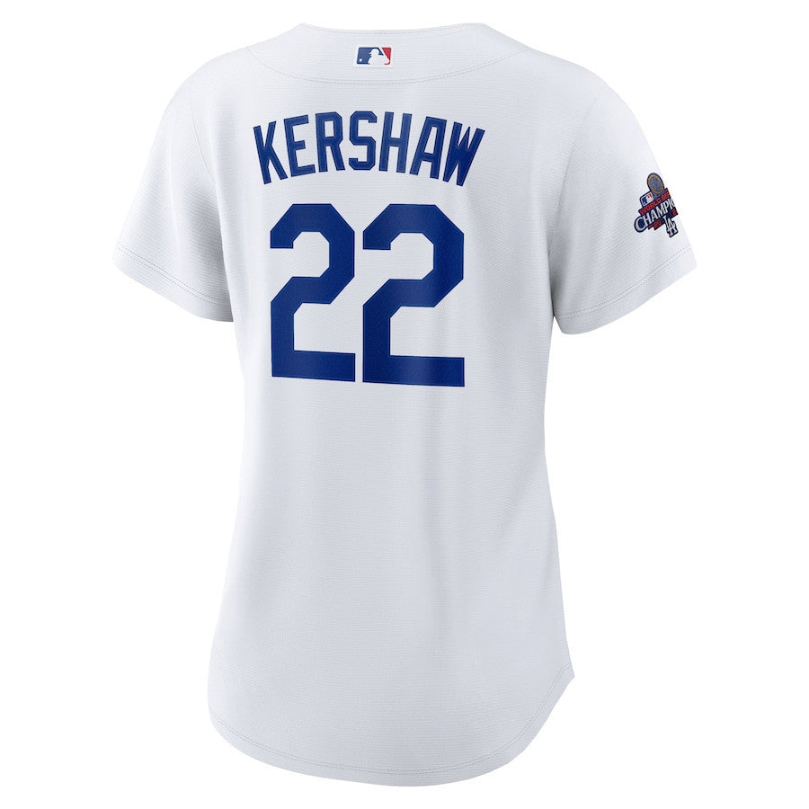 Clayton Kershaw 22 Los Angeles Dodgers Women's 2024 World Series Champions Home Player Jersey - White