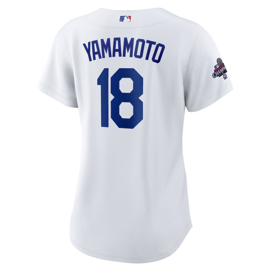 Yoshinobu Yamamoto 18 Los Angeles Dodgers Women's 2024 World Series Champions Home Player Jersey - White