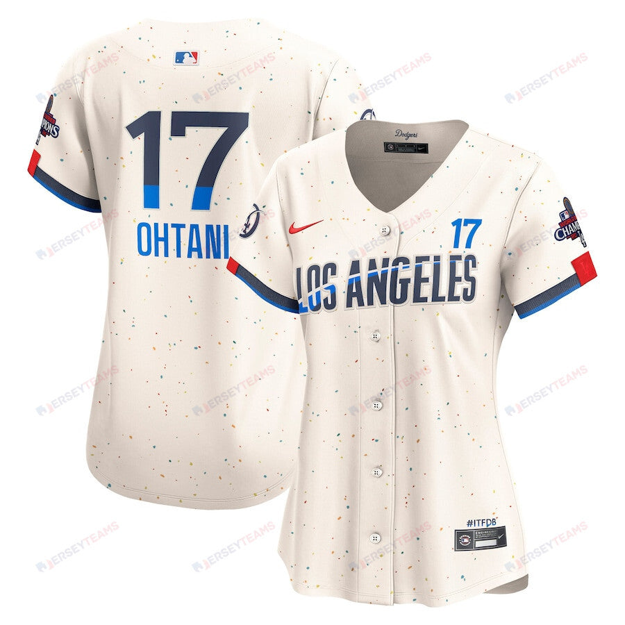 Shohei Ohtani 17 Los Angeles Dodgers Women's 2024 World Series Champions City Connect Limited Player Jersey - Cream