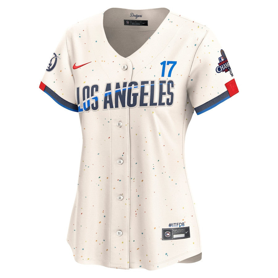 Shohei Ohtani 17 Los Angeles Dodgers Women's 2024 World Series Champions City Connect Limited Player Jersey - Cream