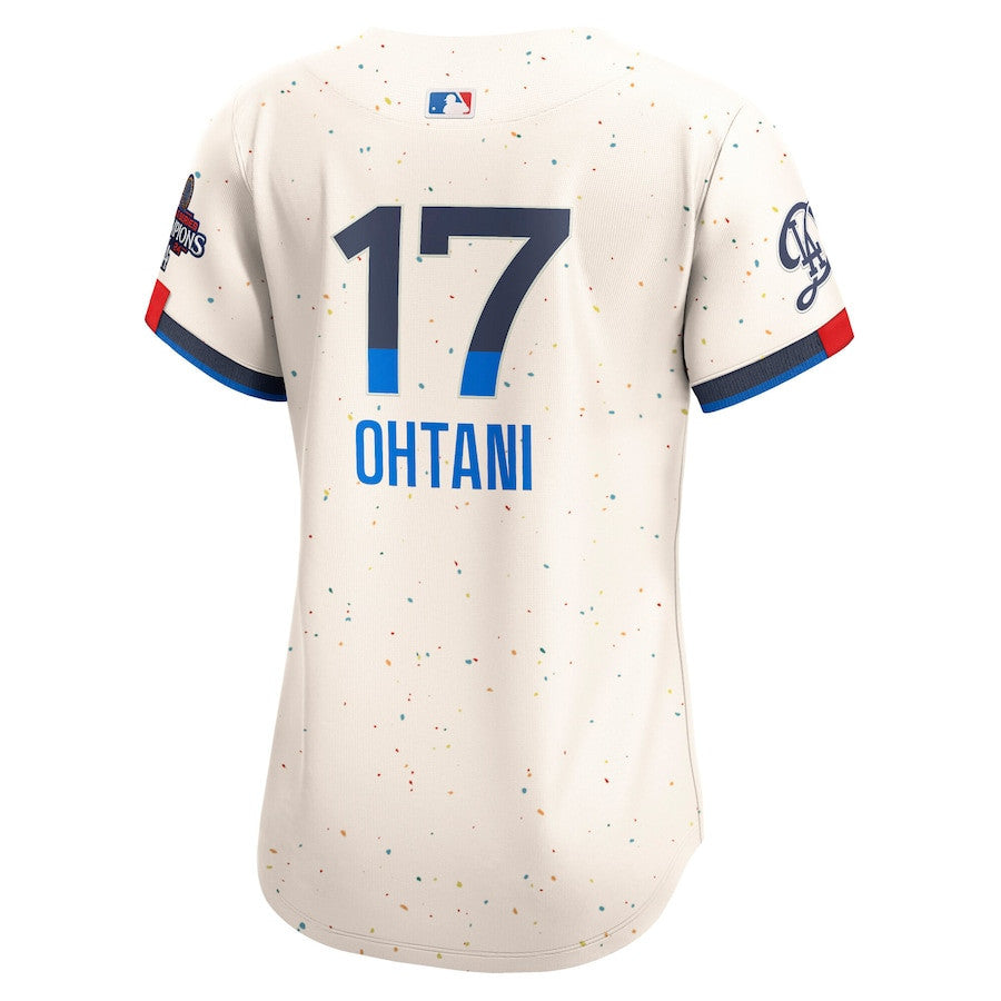 Shohei Ohtani 17 Los Angeles Dodgers Women's 2024 World Series Champions City Connect Limited Player Jersey - Cream