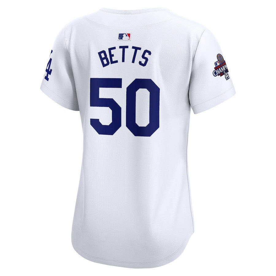 Mookie Betts 50 Los Angeles Dodgers Women's 2024 World Series Champions Home Limited Jersey - White
