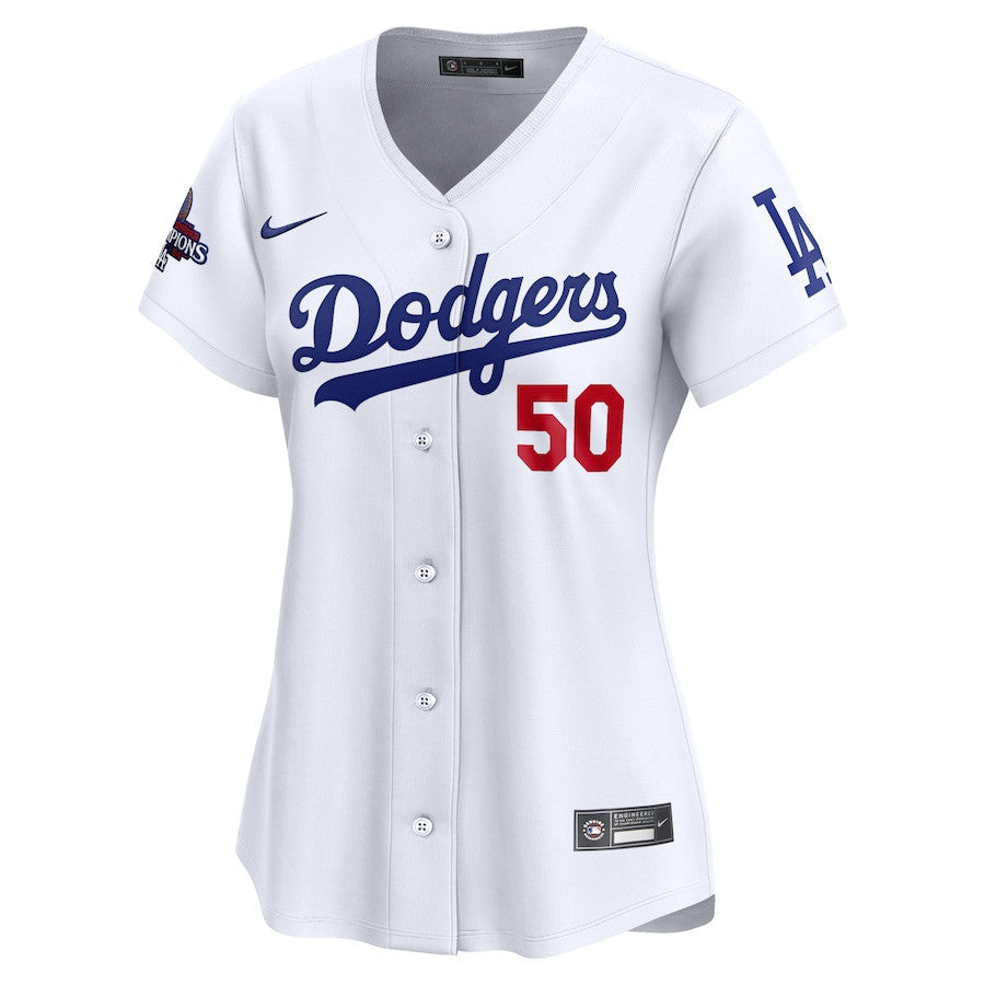 Mookie Betts 50 Los Angeles Dodgers Women's 2024 World Series Champions Home Limited Jersey - White