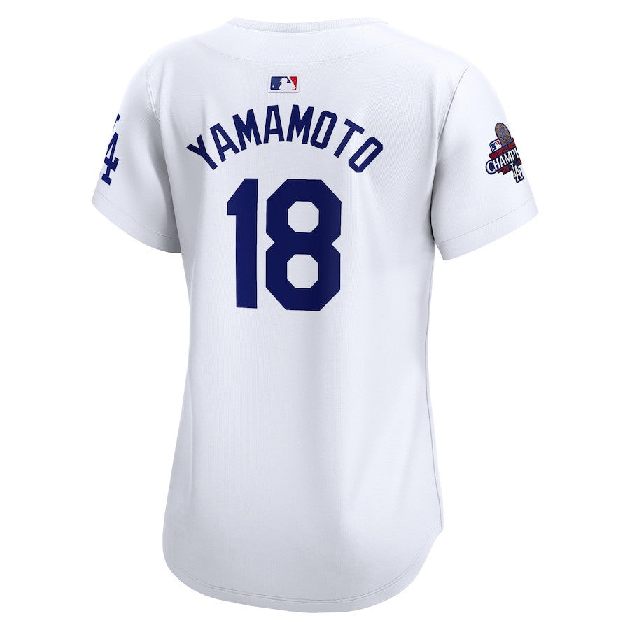 Yoshinobu Yamamoto 18 Los Angeles Dodgers Women's 2024 World Series Champions Home Limited Jersey - White