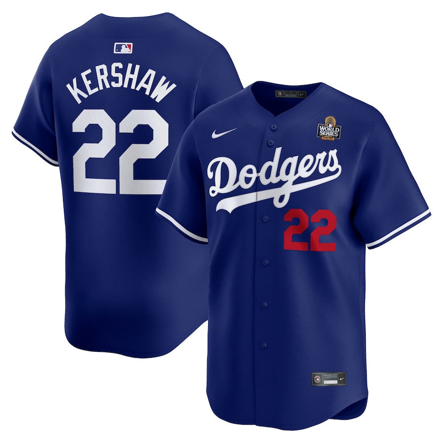 Clayton Kershaw 22 Los Angeles Dodgers 2024 World Series Home Limited Player Men Jersey - Royal