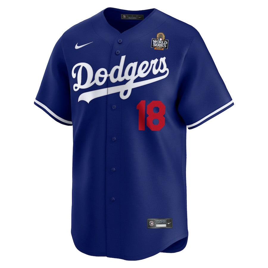 Yoshinobu Yamamoto 18 Los Angeles Dodgers 2024 World Series Home Limited Player Men Jersey - Royal