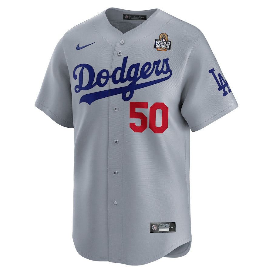Mookie Betts 50 Los Angeles Dodgers 2024 World Series Alternate Limited Player Men Jersey - Gray