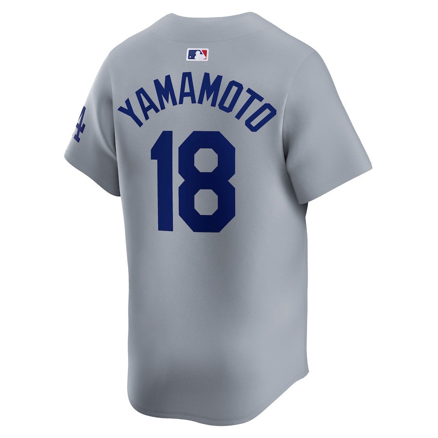 Yoshinobu Yamamoto 18 Los Angeles Dodgers 2024 World Series Alternate Limited Player Men Jersey - Gray