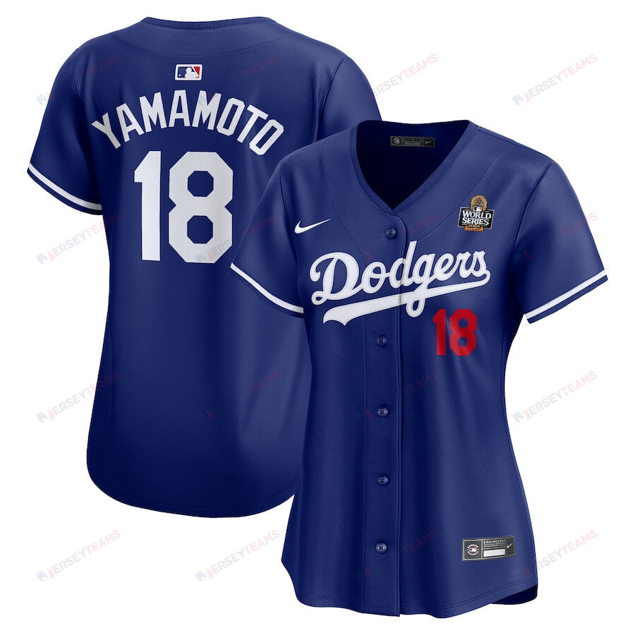 Yoshinobu Yamamoto 18 Los Angeles Dodgers Women's 2024 World Series Alternate Limited Jersey - Royal