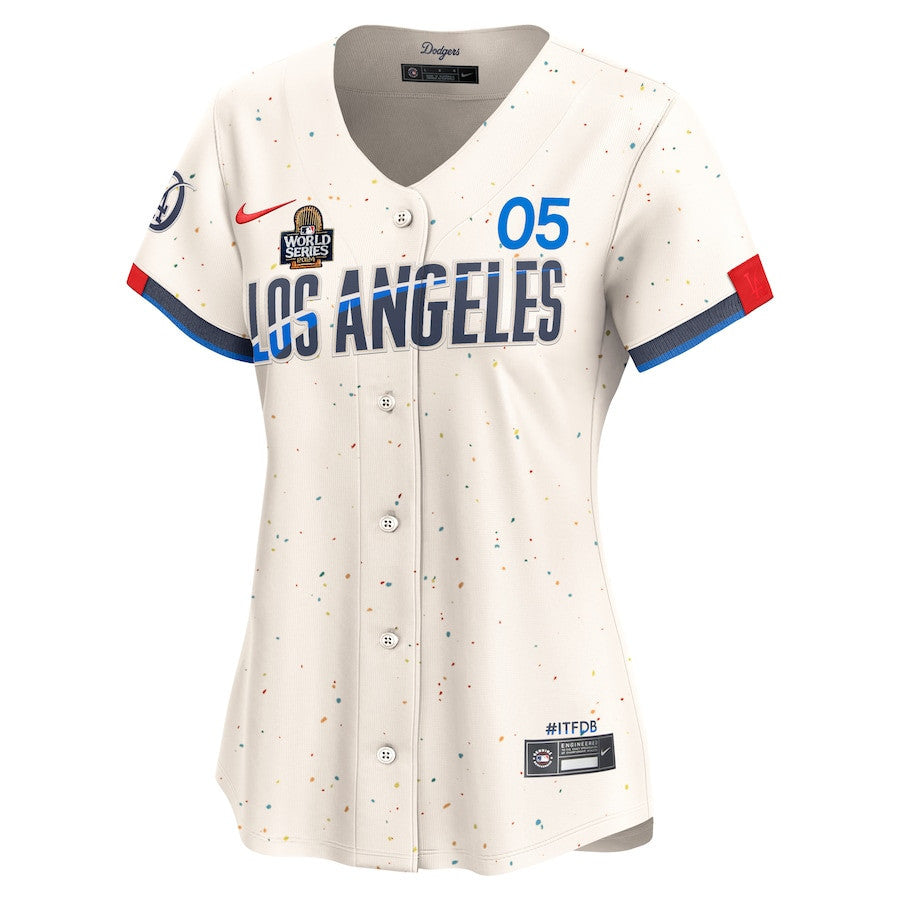 Freddie Freeman 5 Los Angeles Dodgers Women's 2024 World Series Champions City Connect Limited Player Jersey - Cream
