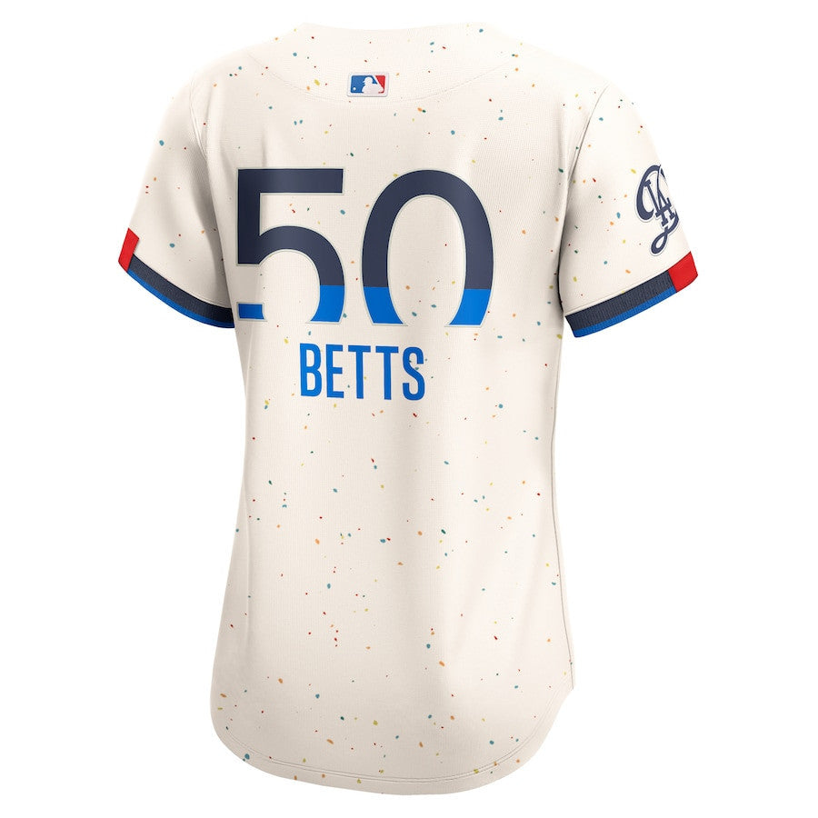 Mookie Betts 50 Los Angeles Dodgers Women's 2024 World Series Champions City Connect Limited Player Jersey - Cream