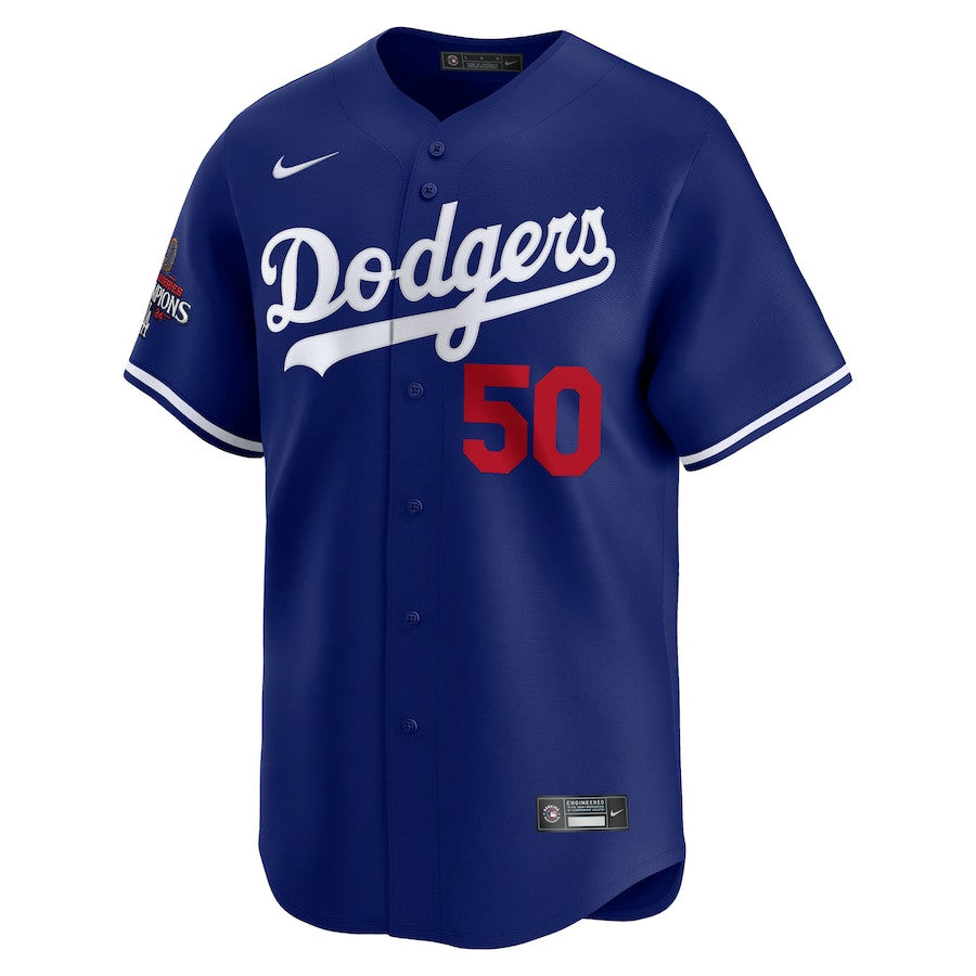Mookie Betts 50 Los Angeles Dodgers 2024 World Series Champions Alternate Limited Player Men Jersey - Royal