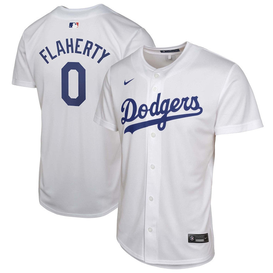 Jack Flaherty 0 Los Angeles Dodgers Home Player Game YOUTH Jersey - White