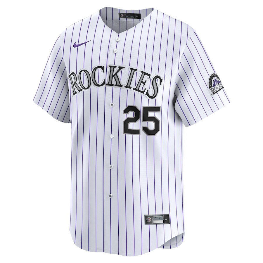 CJ Cron 25 Colorado Rockies Home Limited Player Men Jersey - White