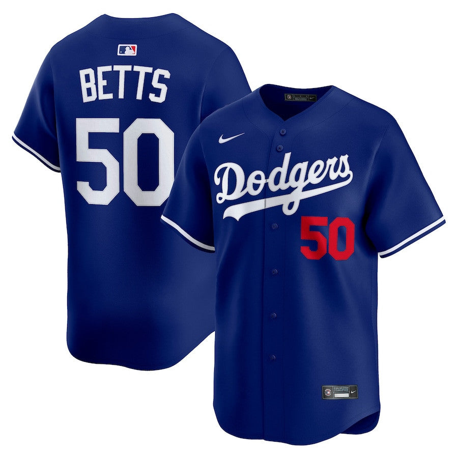 Mookie Betts 50 Los Angeles Dodgers Alternate Limited Player Men Jersey - Royal