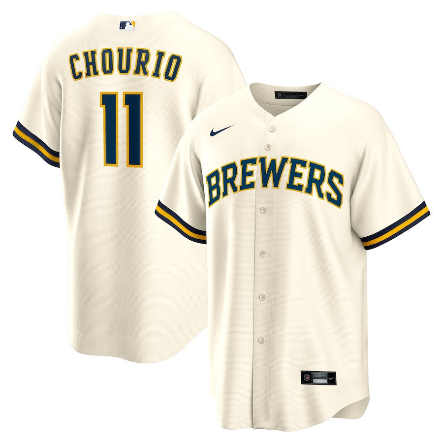 Jackson Chourio 11 Milwaukee Brewers Home Men Jersey - Cream