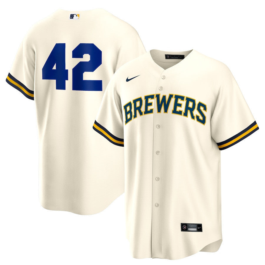 Milwaukee Brewers Home 2025 Jackie Robinson Day Men Jersey - Cream