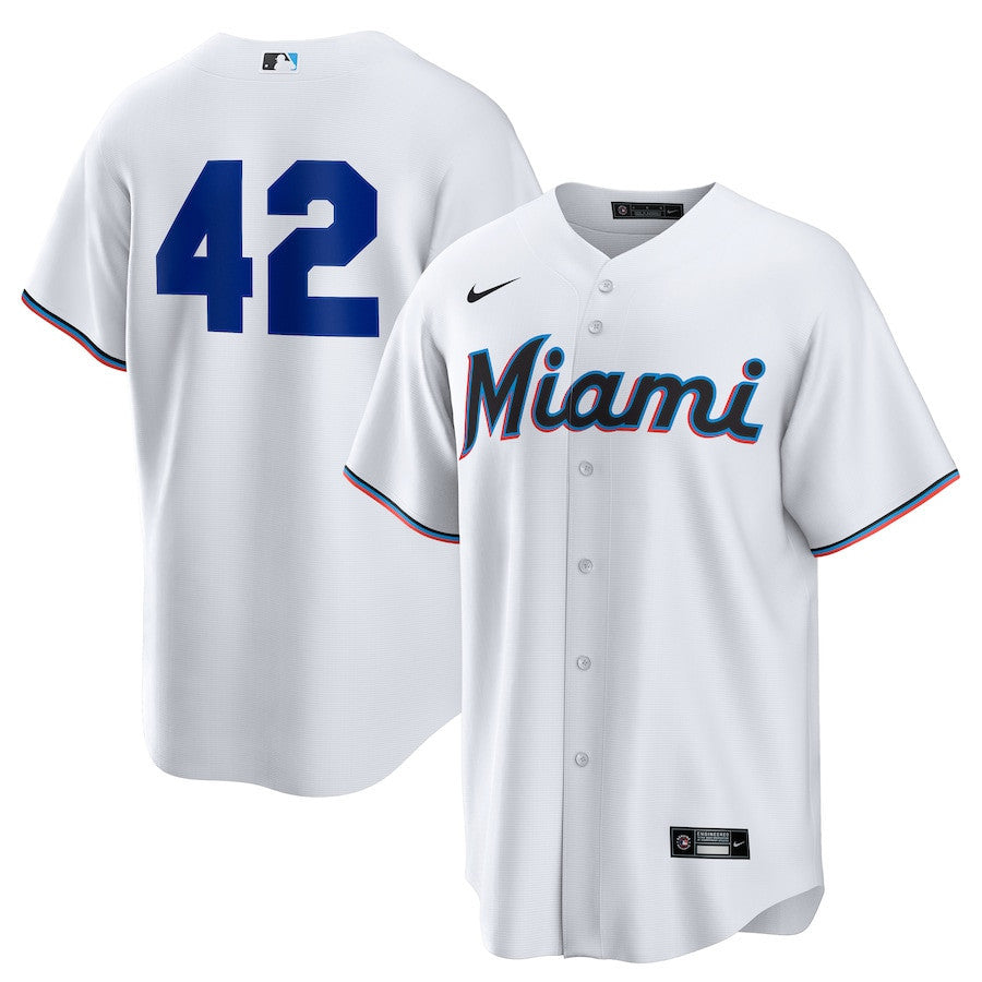 Miami Marlins Home 2025 Jackie Robinson Day Men Jersey - White