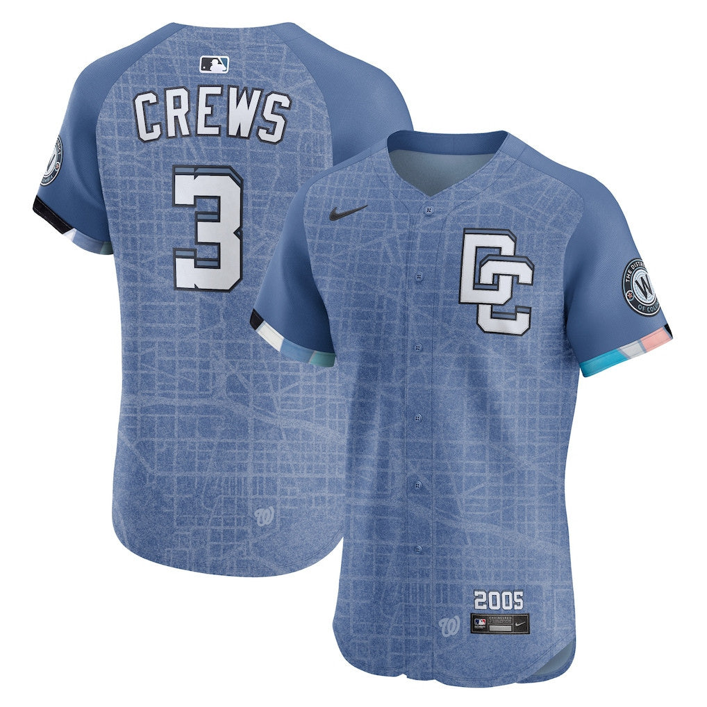 Dylan Crews 3 Washington Nationals 2025 City Connect Elite Men Jersey - Blue