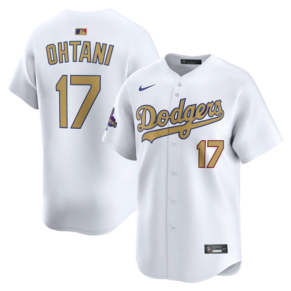 Shohei Ohtani 17 Los Angeles Dodgers 2025 Gold Collection Limited Men Jersey - White