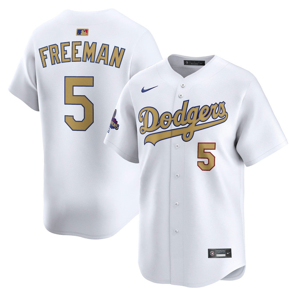 Freddie Freeman 5 Los Angeles Dodgers 2025 Gold Collection Limited Men Jersey - White