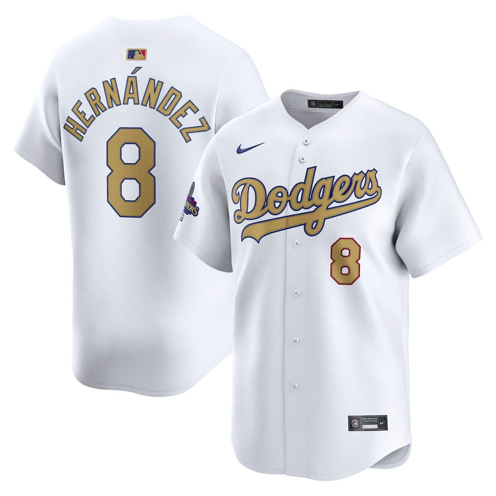 Enrique Hernández 8 Los Angeles Dodgers 2025 Gold Collection Limited Men Jersey - White