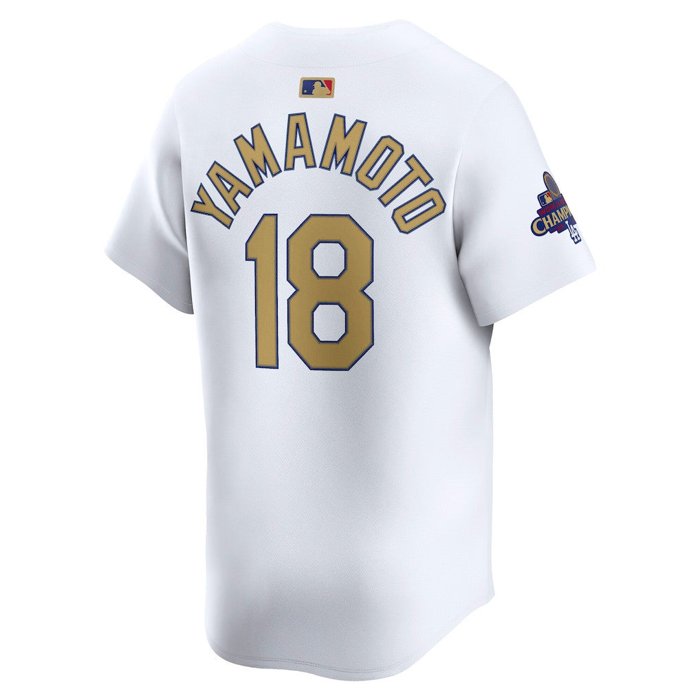 Yoshinobu Yamamoto 18 Los Angeles Dodgers 2025 Gold Collection Limited Men Jersey - White