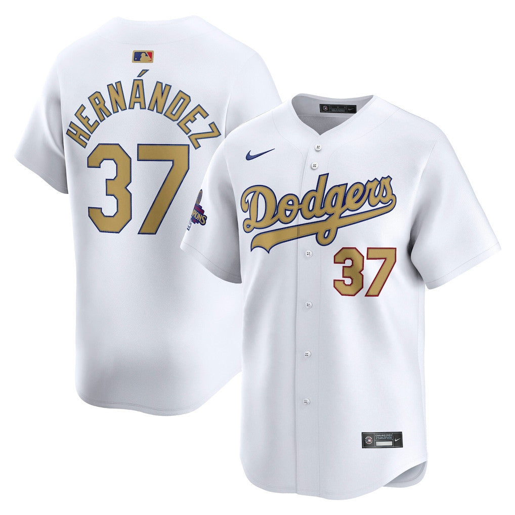 Teoscar Hernández 37 Los Angeles Dodgers 2025 Gold Collection Limited Men Jersey - White