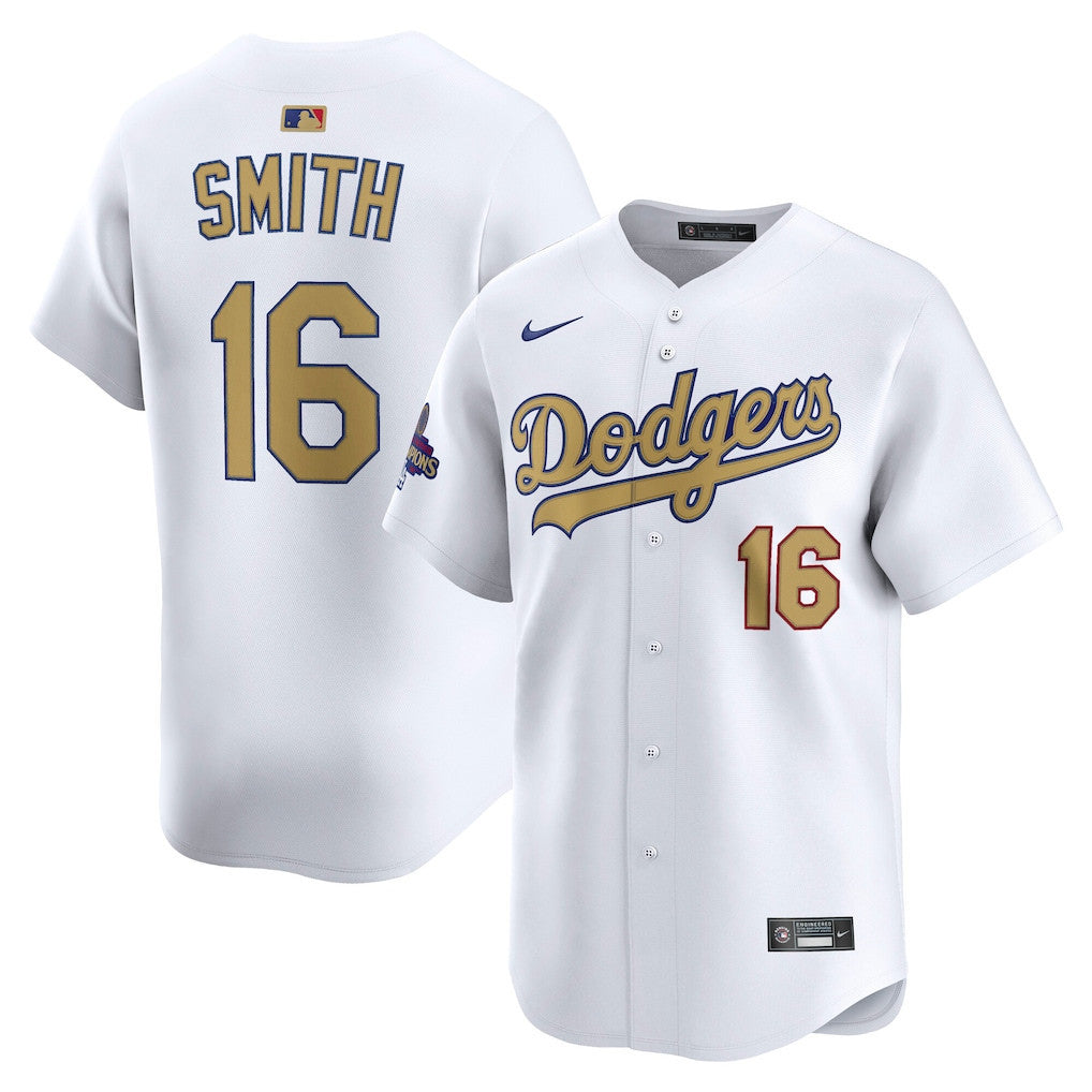 Will Smith 16 Los Angeles Dodgers 2025 Gold Collection Limited Men Jersey - White