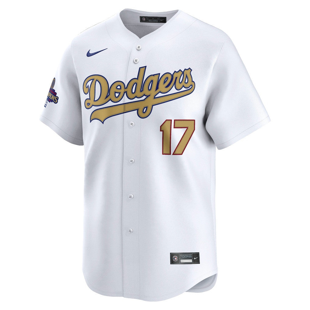Shohei Ohtani 17 Los Angeles Dodgers 2025 Gold Collection Kanji Limited Men Jersey - White