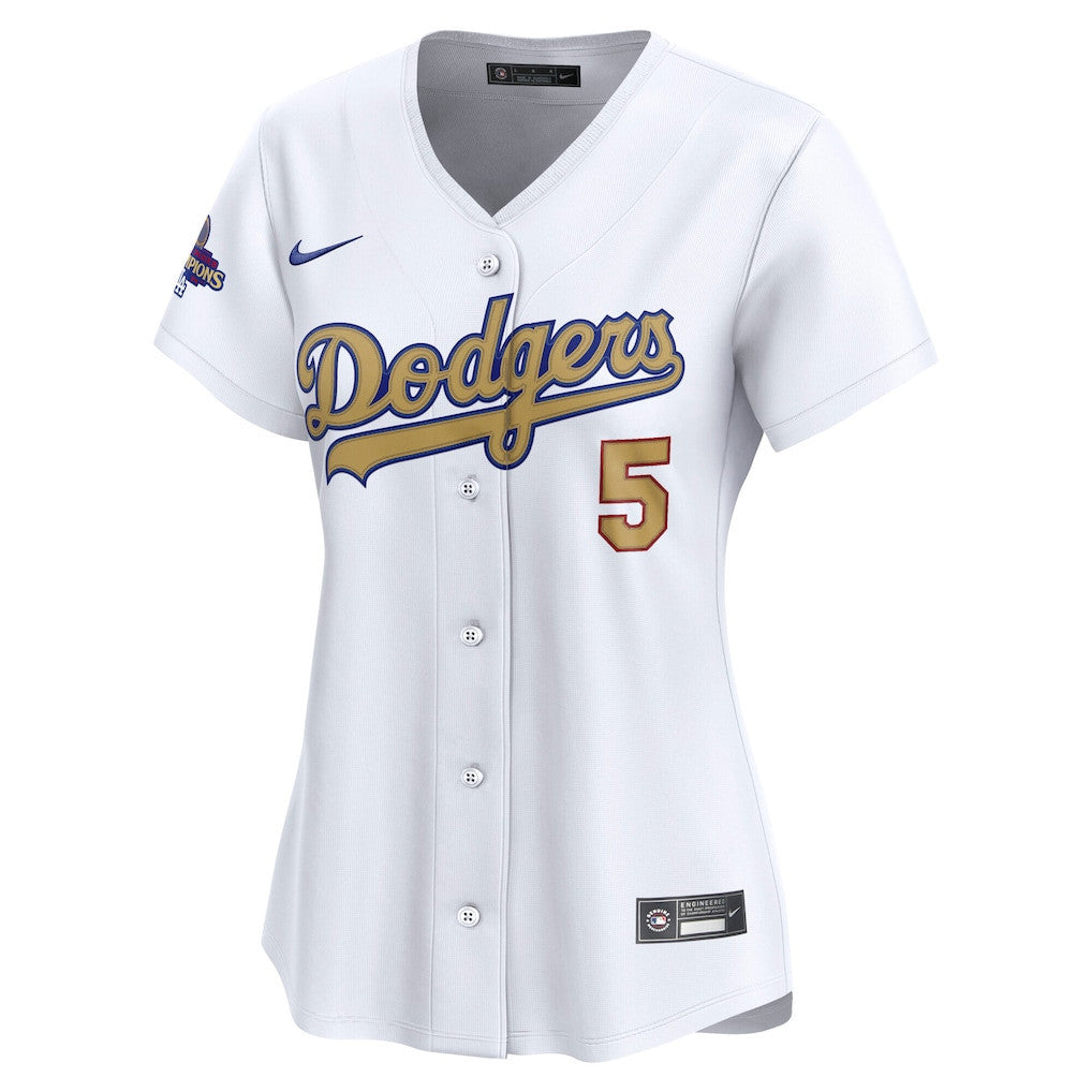 Freddie Freeman 5 Los Angeles Dodgers Women's 2025 Gold Collection Limited Jersey - White