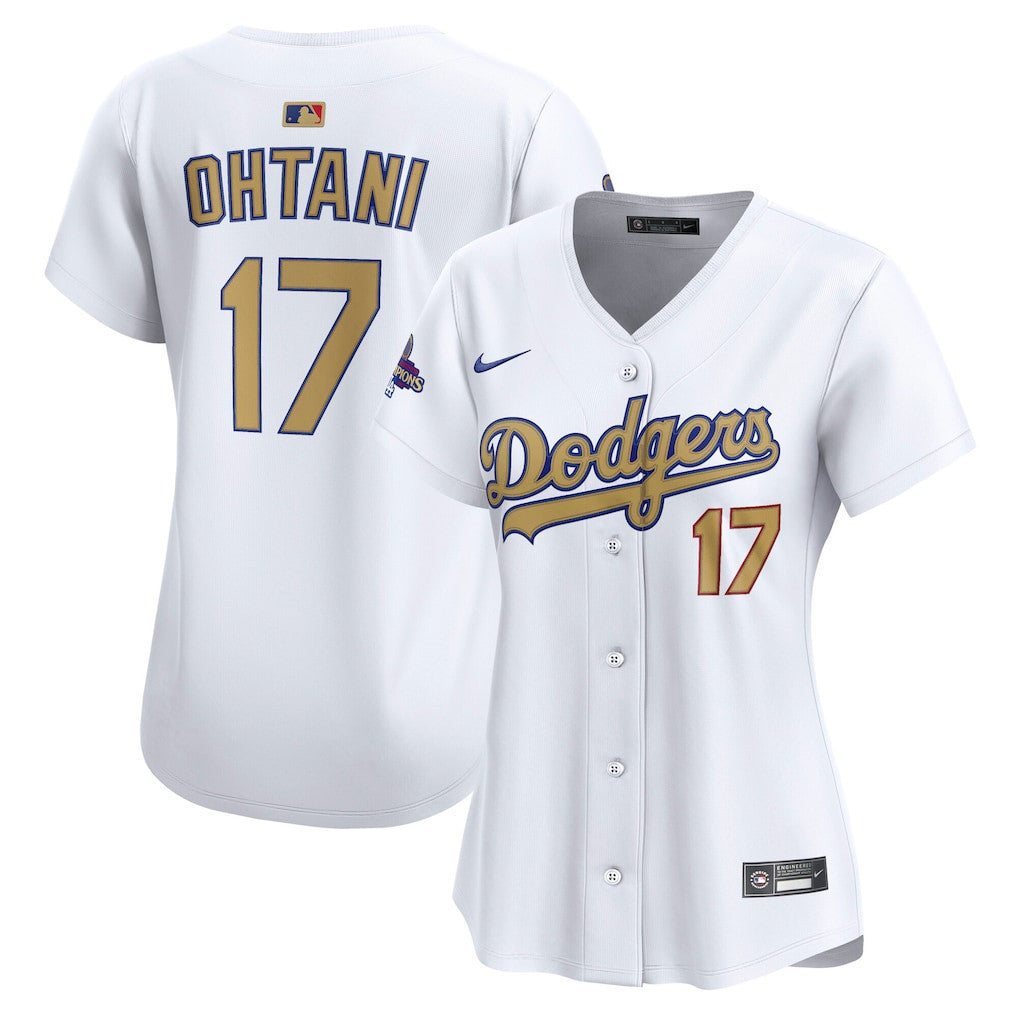 Shohei Ohtani 17 Los Angeles Dodgers Women's 2025 Gold Collection Limited Jersey - White